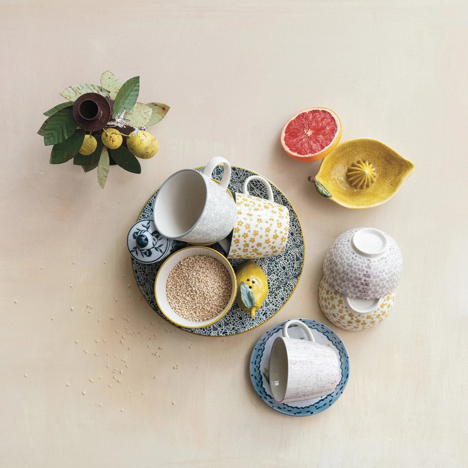 Hand Stamped Stoneware Mug with Pattern