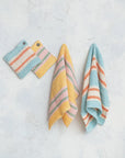 Woven Cotton Waffle Weave Tea Towels with Stripes