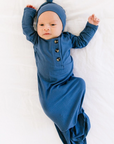 NB-3mo Harrison Ribbed Knotted Gown