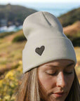 Heart Cuffed Beanie - White