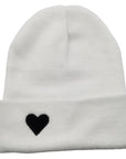 Heart Cuffed Beanie - White