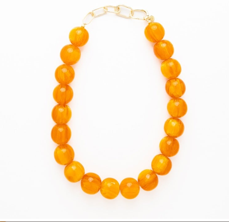 Iris Large Resin Bead Necklace Amber