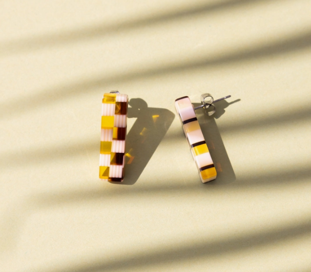 Ivy Checkered Stud Earrings