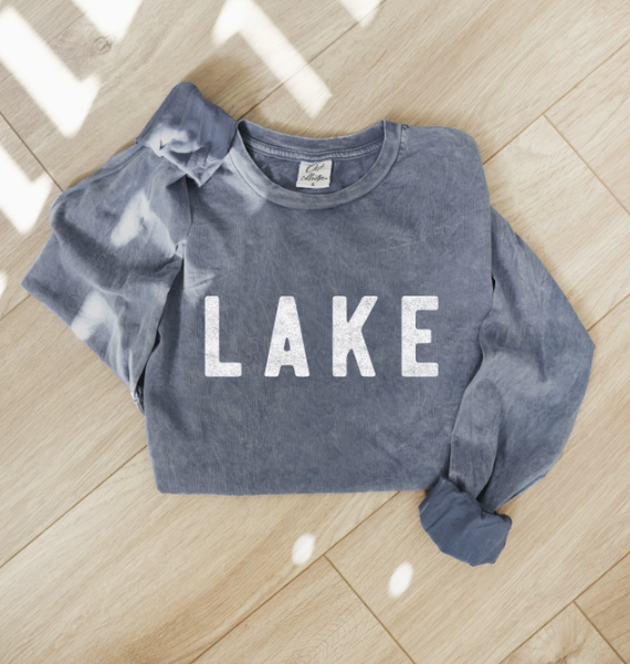 Lake Long Sleeve Graphic Tee - Denim Blue