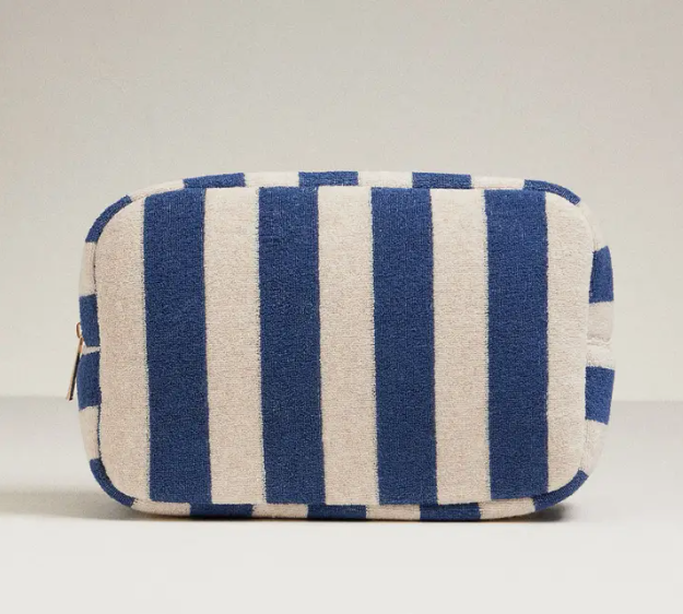 Navy Striped Cosmetic Bag