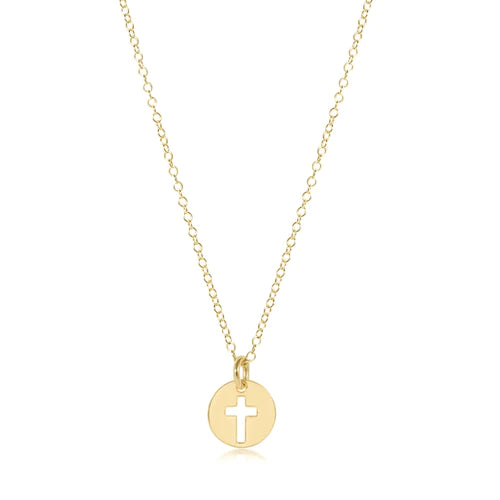 16&quot; Necklace Gold, Blessed Small Gold Disc