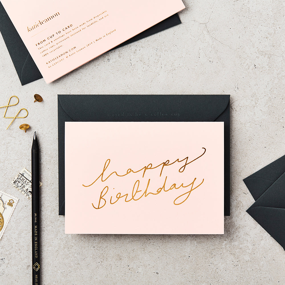 Extract HBD Scroll Pink Greeting Card