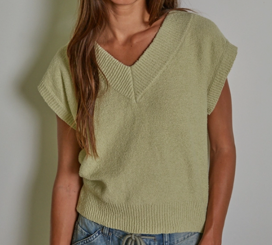 V-Neck Sleeveless Knit Sweater