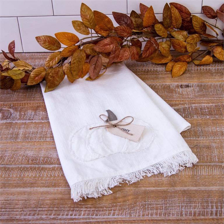 Raggedy Pumpkin Tea Towel With Fabric Tag