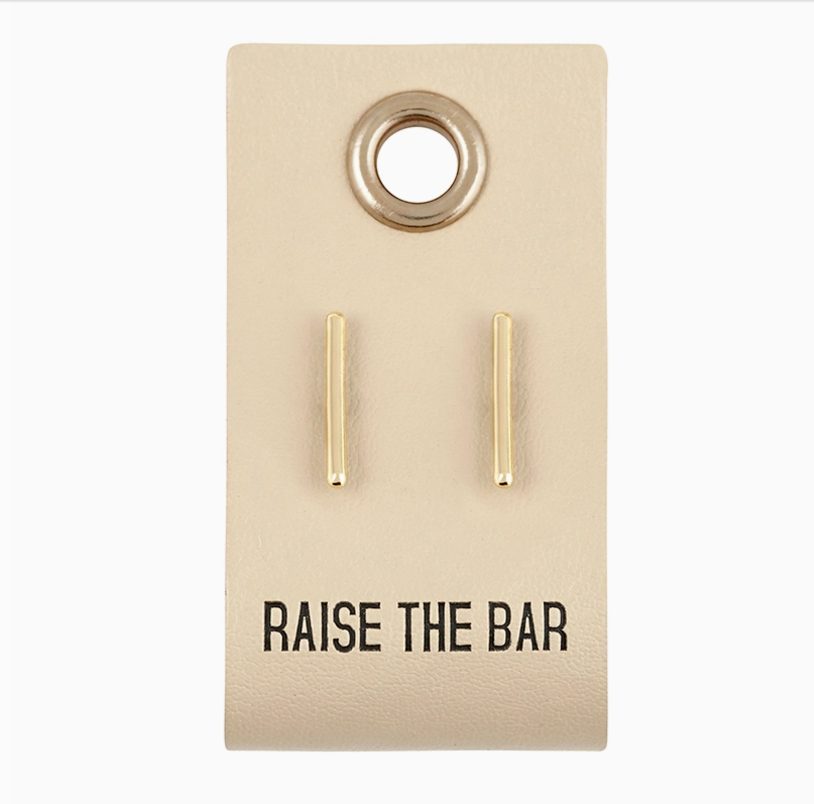 Raise The Bar Leather Tag Earrings