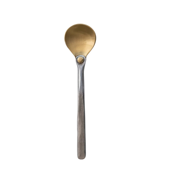 5&quot; Brass Spoon with Hammered Aluminum Handle