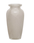 10.5" White and Grey Art Glass Vase
