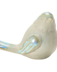 3.25" White and Blue Reactive Glaze Stoneware Bird