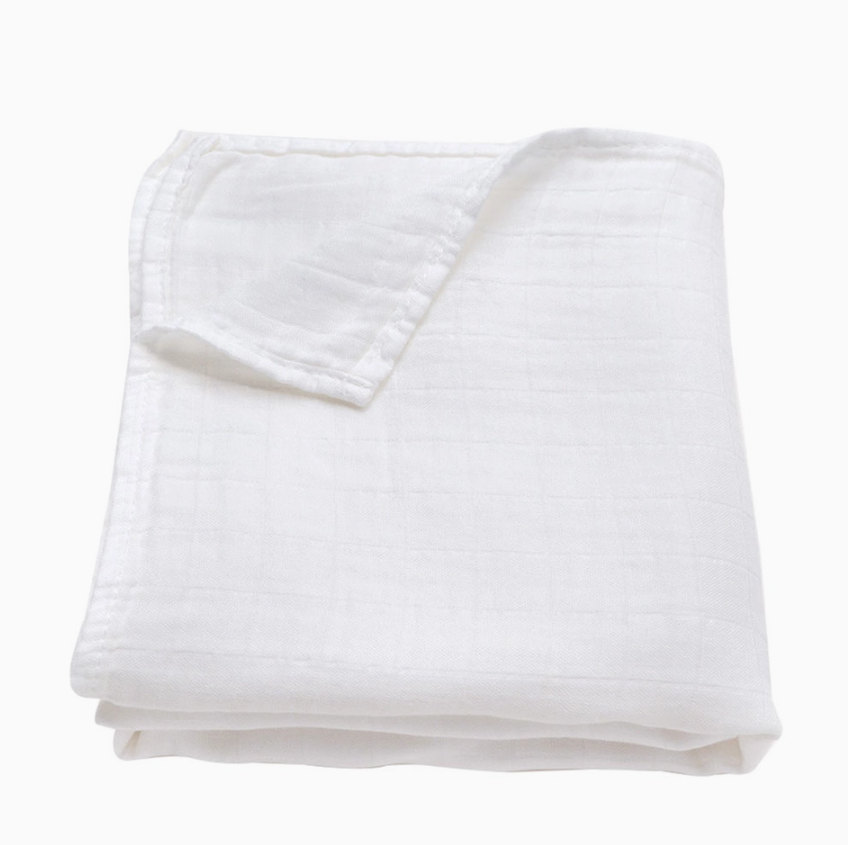 Pure White Muslin Swaddle Blanket