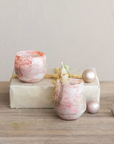 Globe Recycled Glass Votive Holder, Marbled Pink