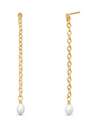 Iris Long Pearl Drop Earrings