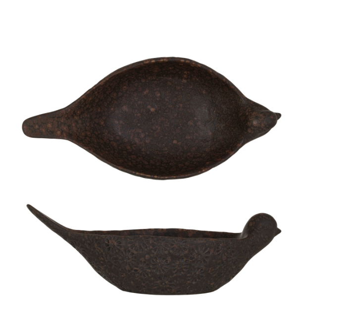 Debossed Stoneware Bird Bowl