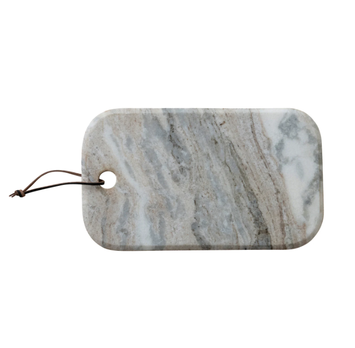 Marble Cheese Serving Board with Leather Tie