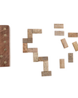 Handmade Mango Wood Brass Dominoes in Mango Wood Box Set of 29