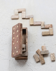 Handmade Mango Wood Brass Dominoes in Mango Wood Box Set of 29