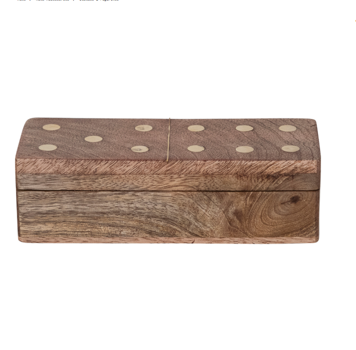 Handmade Mango Wood Brass Dominoes in Mango Wood Box Set of 29