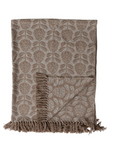 Floral Woven Cotton Blend Jacquard Fringe Throw