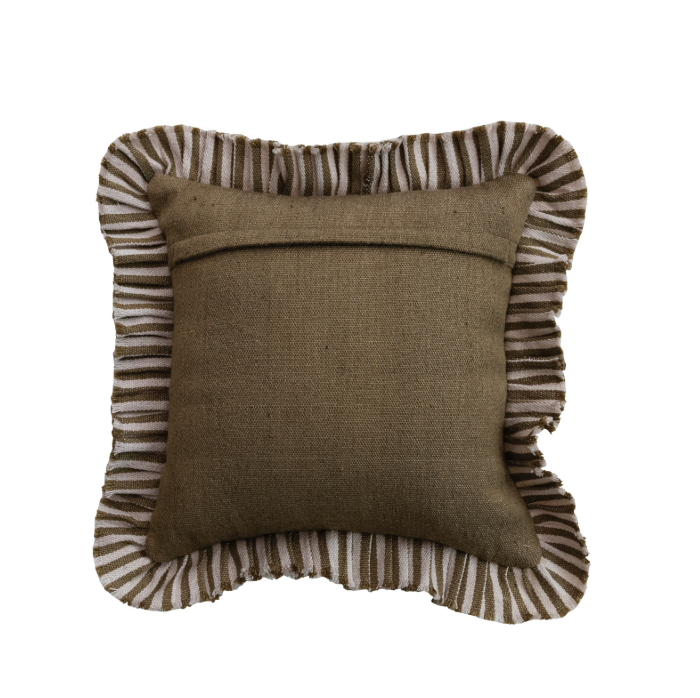Ruffle Stripe Square Woven Fabric Indoor Outdoor Pillow
