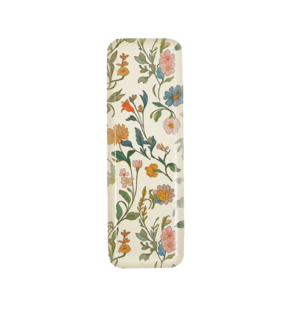 Floral Pattern Metal Decor Tray