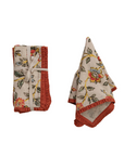 Red Ruffled Floral Cotton & Linen Napkin