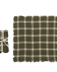Green Plaid Viscose & Linen Napkin