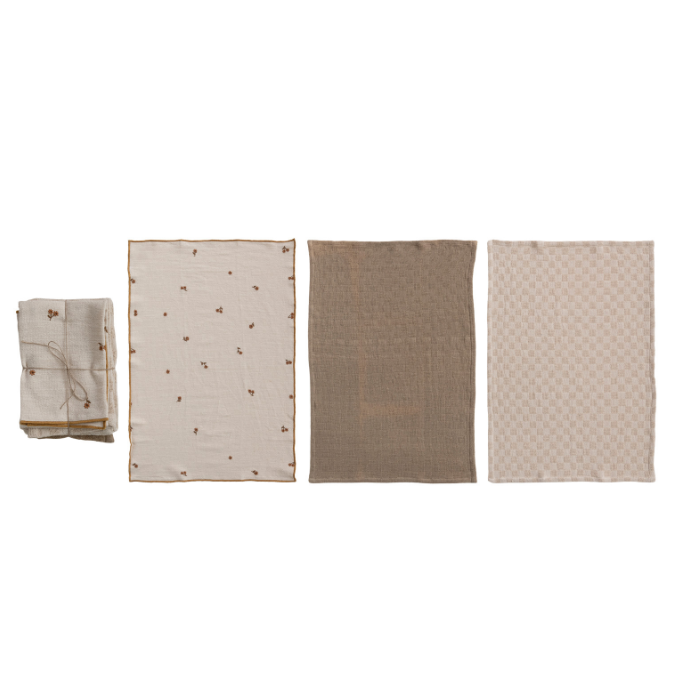 Assorted Neutral Waffle Weave Cotton Tea Towels
