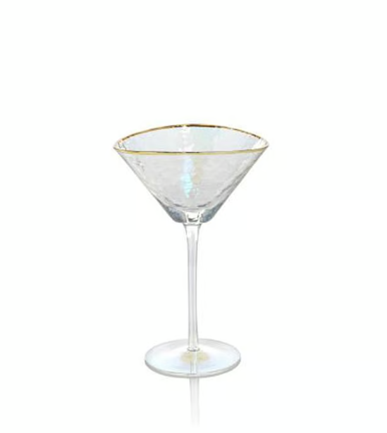 Aperitivo Triangular Martini Glass with Gold Rim
