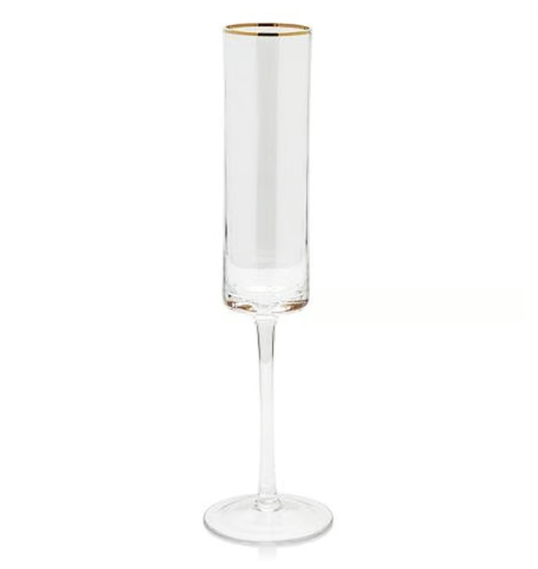 Optic Champagne Flute with Gold Rim