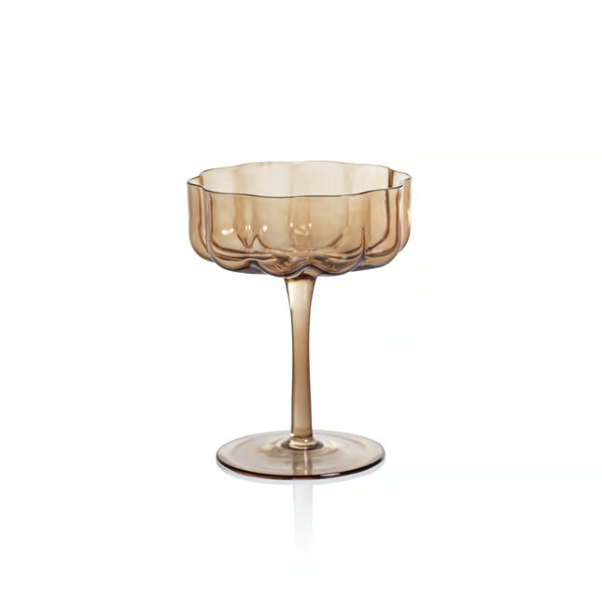 Amber Rocco Handblown Coupe Glass