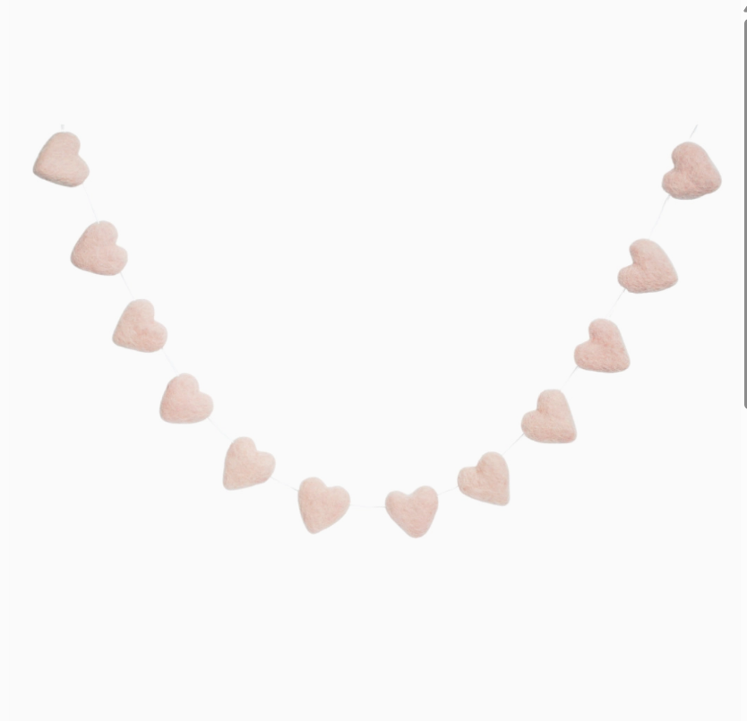 Blush Felt Heart Garland