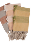 Cotton Tea Towels with Stripes and Fringe