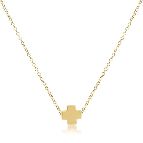 16&quot; Necklace Gold - Signature Cross - Colored