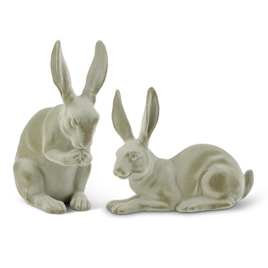 Short Sage Green Velvet Resin Bunnies