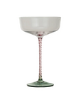 10 oz. Stemmed Coupe Glass with Pink Stem and Green Base