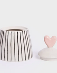 Striped Jar with Heart Lid