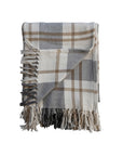 Brushed Cotton Flannel Throw Blanket with Fringe