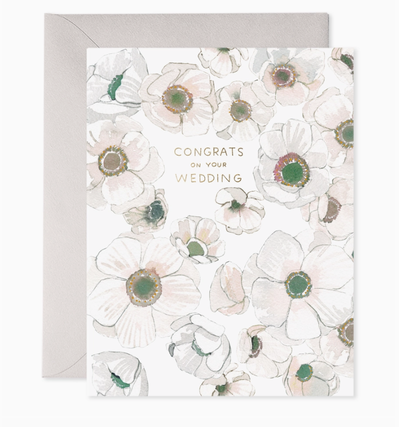 White Flower Wedding Card