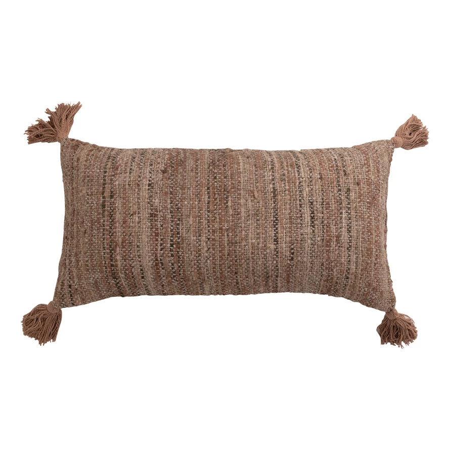 Woven Cotton Striped Lumbar Pillow