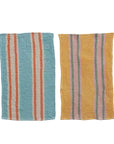 Woven Cotton Waffle Weave Tea Towels with Stripes