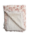 Woven Cotton Printed Throw with Sherpa Back, Pattern and Fringe