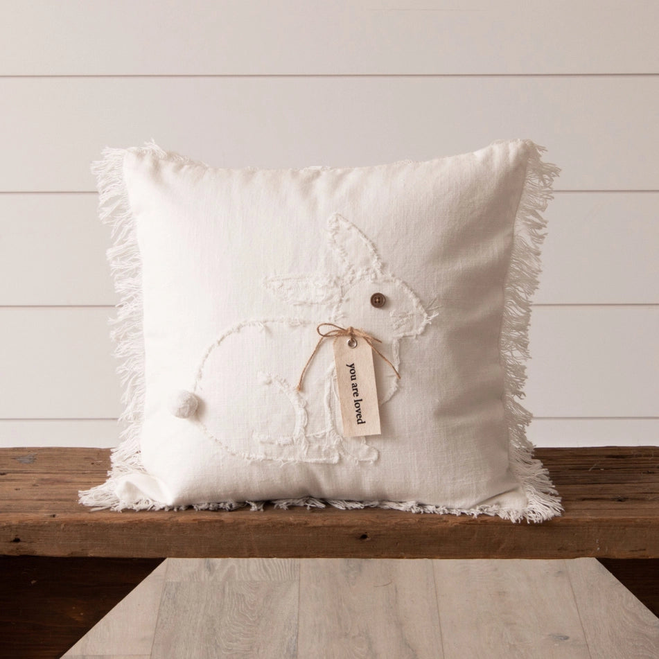 You Are Loved Rabbit Stitched Pillow