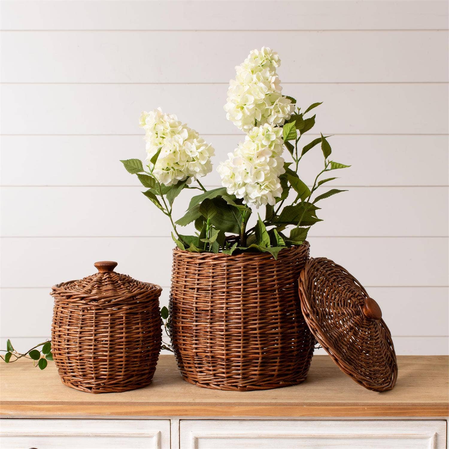 Wicker Storage Basket With Lid