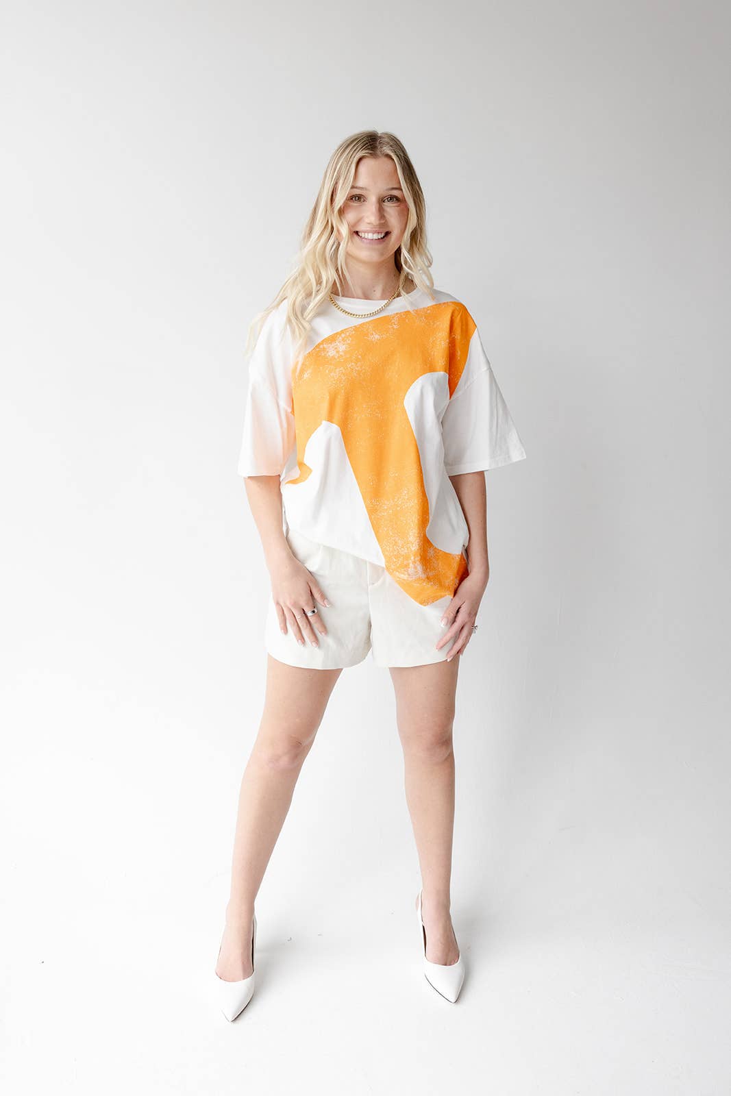 White Tennessee Lawson Logo Oversized Tee