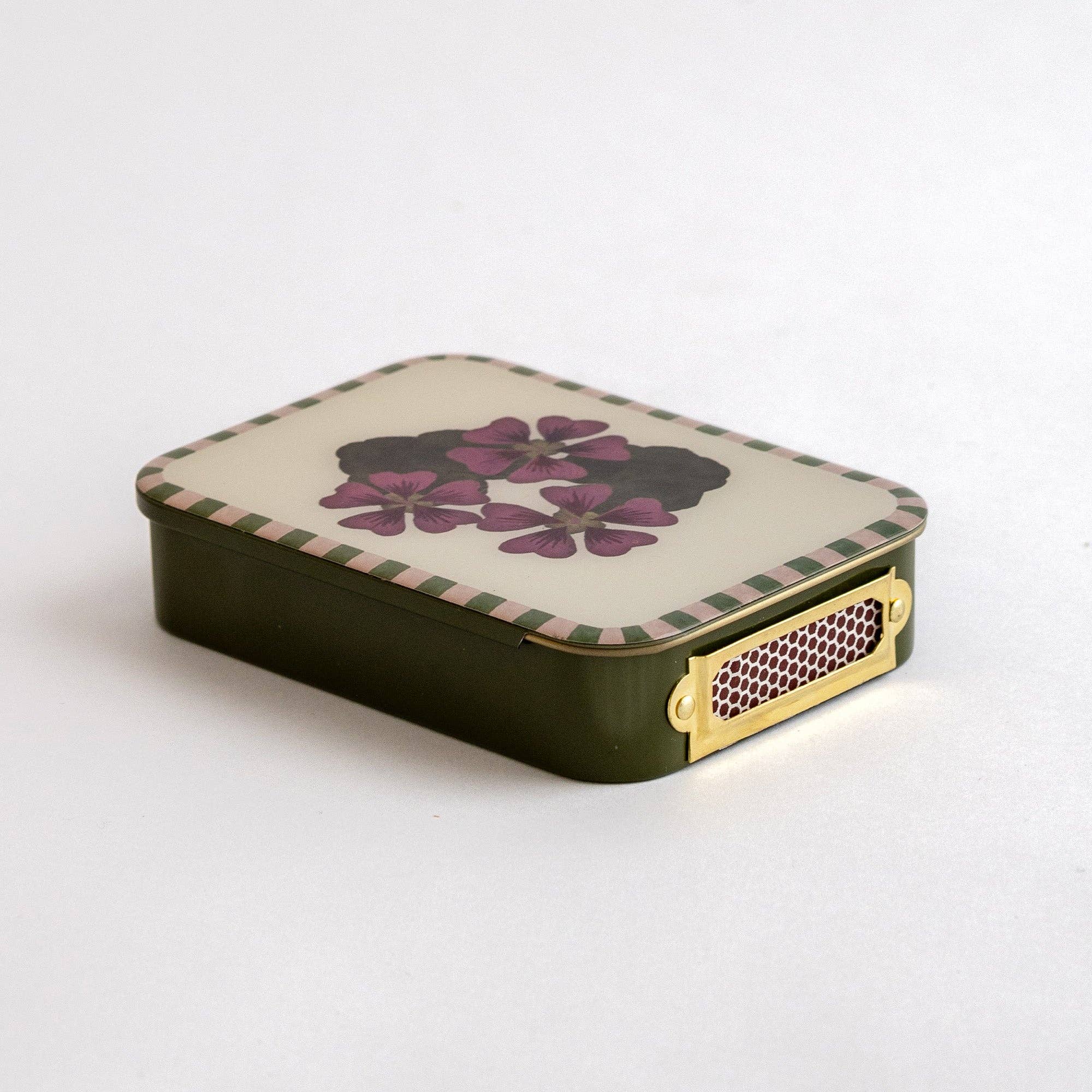 Geranium Matches in Tin