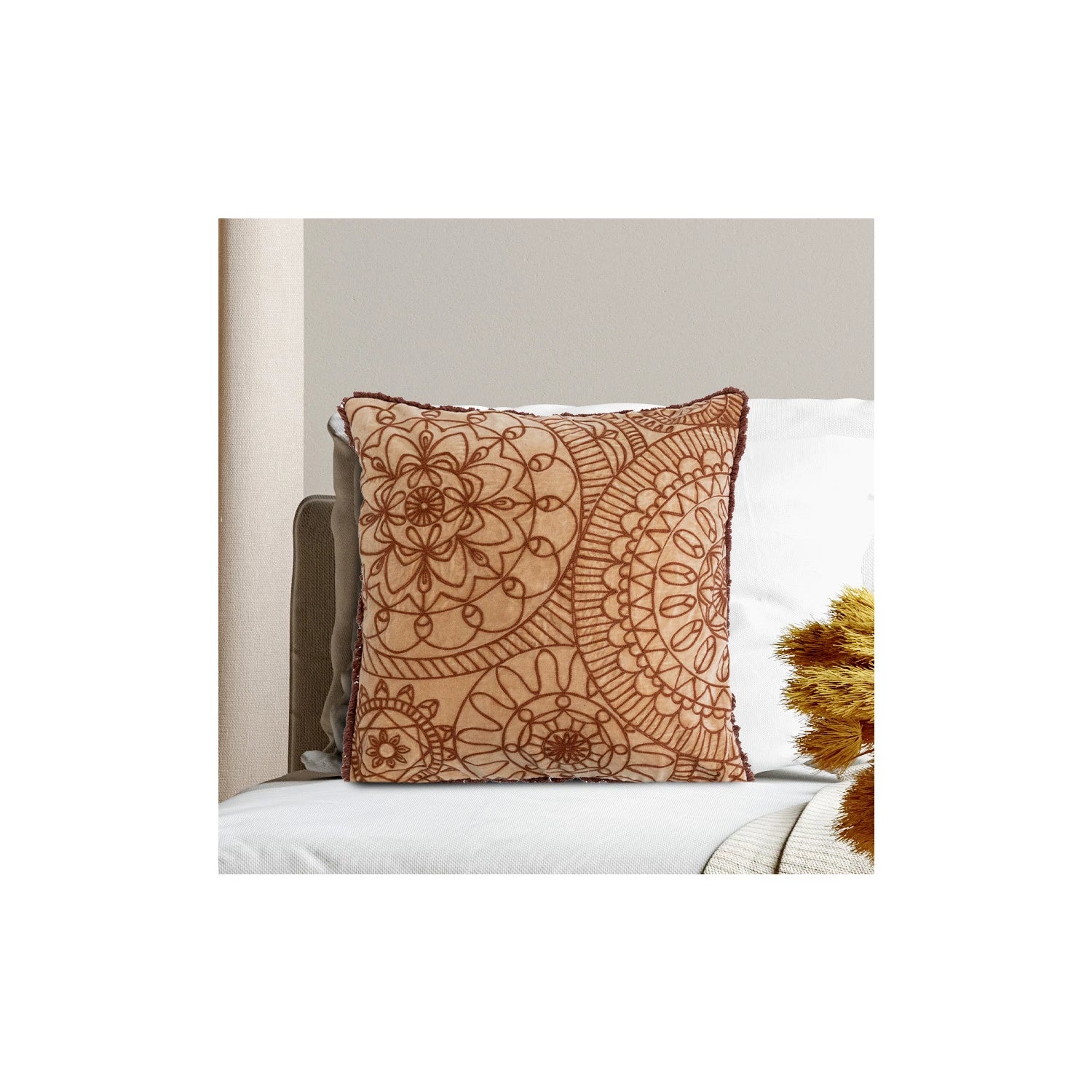 20&quot; Stonewashed Cotton Velvet Pillow with Embroidery - Final Sale